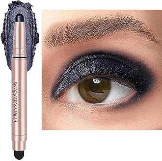 Black Cream Eyeshadow Stick, Single Shimmer Eyeshadow Pencil, Waterproof Long Lasting Eye Shadow Stick Makeup, Hypoallergenic High Pigmented Eye Highlighter Pen Create Multi-Dimensional Eyes Look 11#