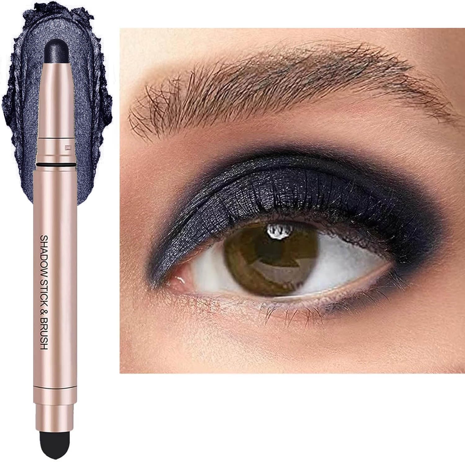 Black Cream Eyeshadow Stick, Single Shimmer Eyeshadow Pencil, Waterproof Long Lasting Eye Shadow Stick Makeup, Hypoallergenic High Pigmented Eye Highlighter Pen Create Multi-Dimensional Eyes Look 11#