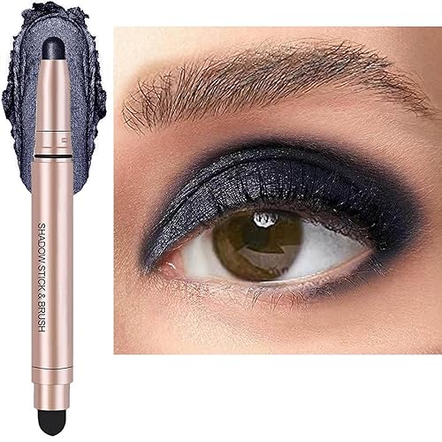 Sombra de ojos en barra color crema negra, lápiz de sombra de ojos con brillo individual, maquillaje en barra de sombra de ojos impermeable de larga