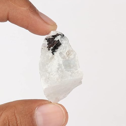 Miniatura 2 de GEMHUB Piedra de calcita de arco iris blanca pura pura y genuina de 96.00 quilates, con certificación de cristal curativo sin cortar, piedra