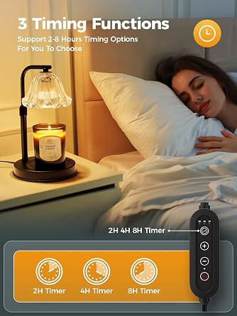 Flower Candle Warmer Lamp with Timer - Adjustable Height for Jar Candles