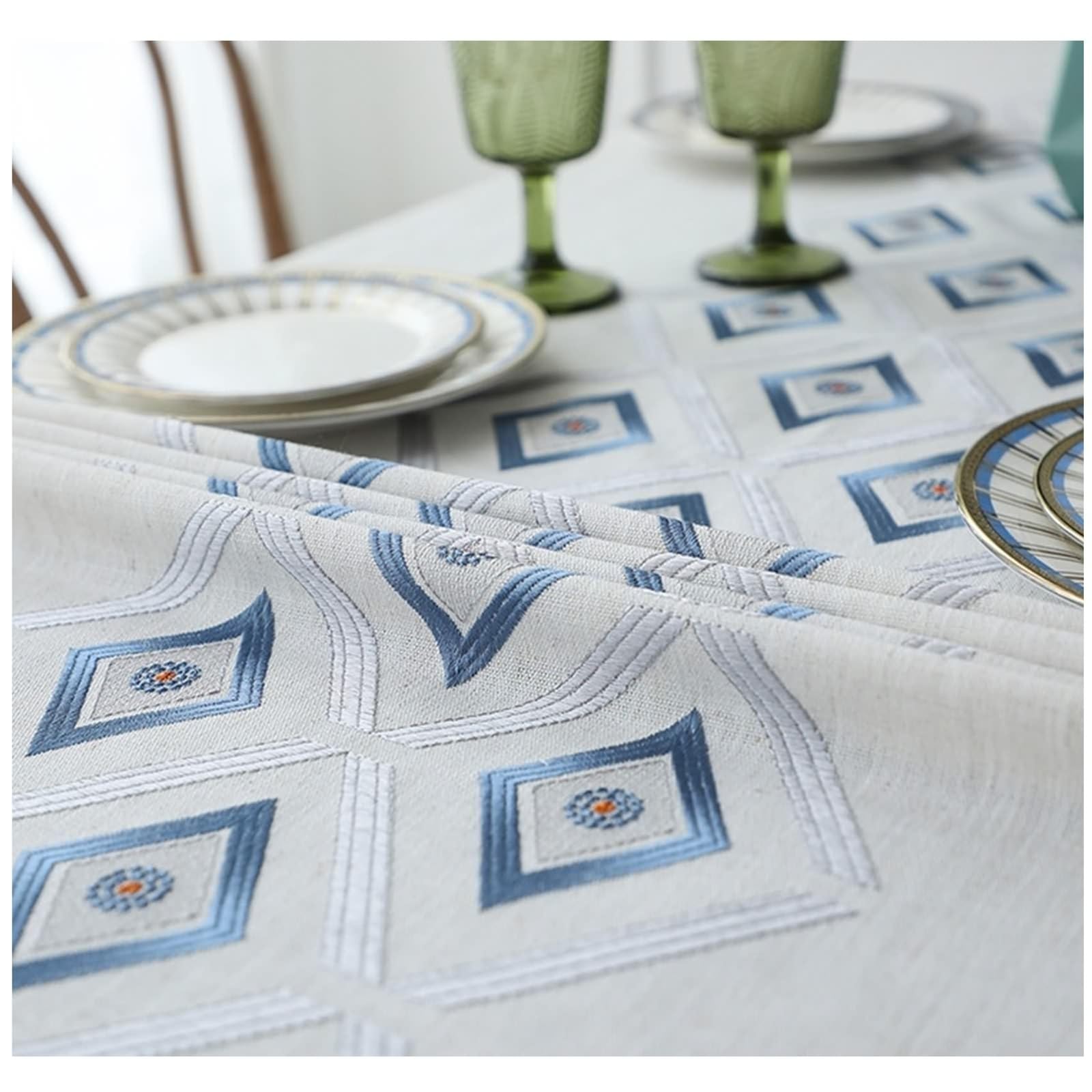 Mantel antimanchas, 140 x 200 cm, poliéster, para 4-6 personas, diseño bordado, perfecto para comedor y eventos, fácil cuidado y