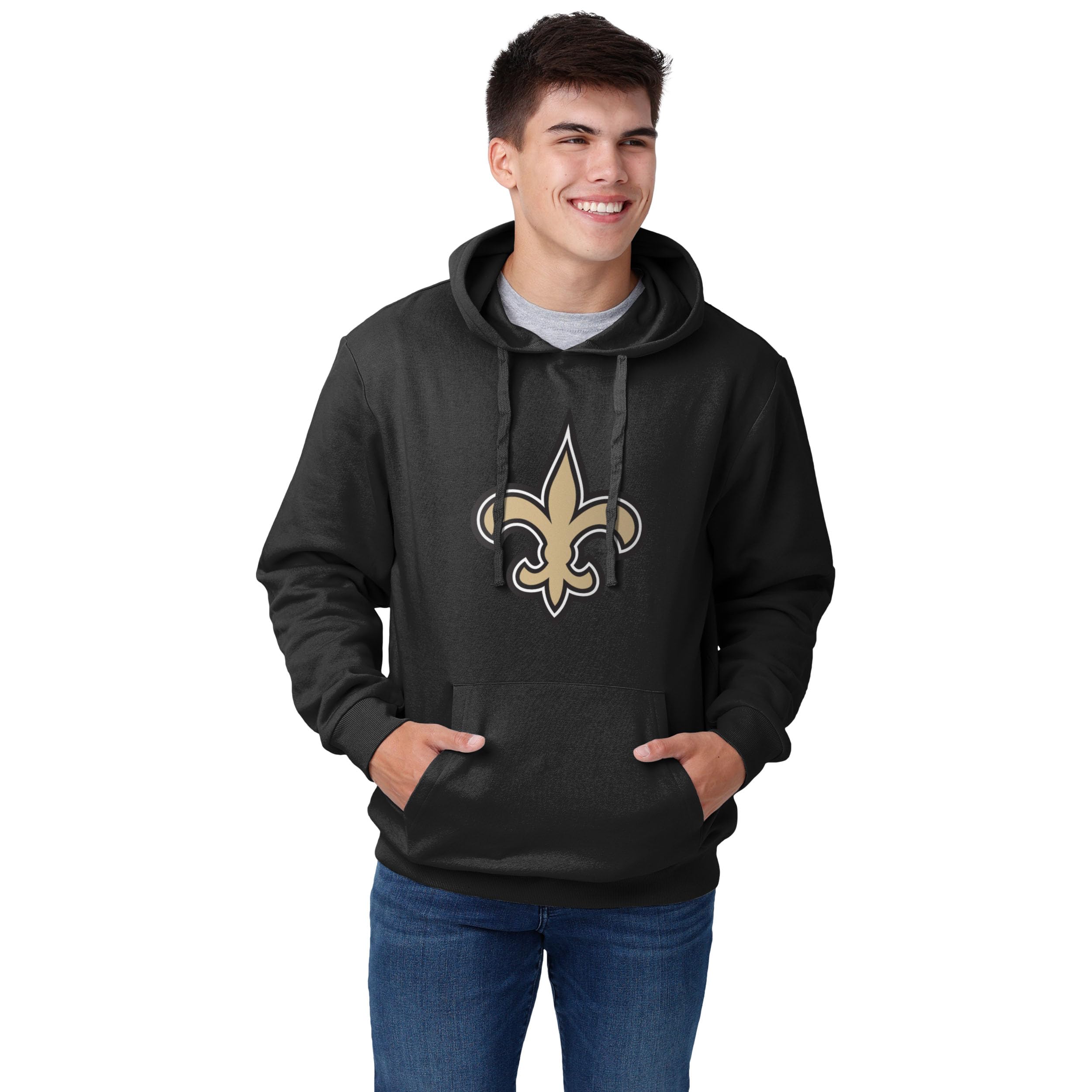FOCO Men's NFL Logo Solid Hoodie Hooded Sweatshirt, Team Color, S