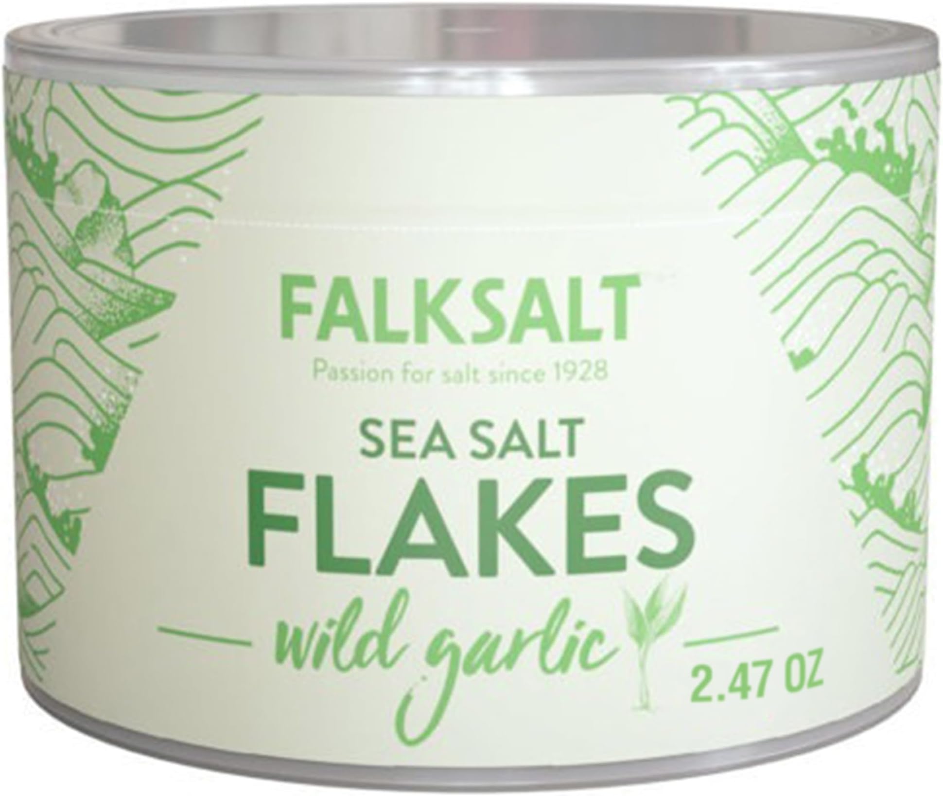 Falksalt - Wild Garlic Salt Flakes, Handcrafted, Kosher, and All Natural Finishing Salt (2.47 oz)