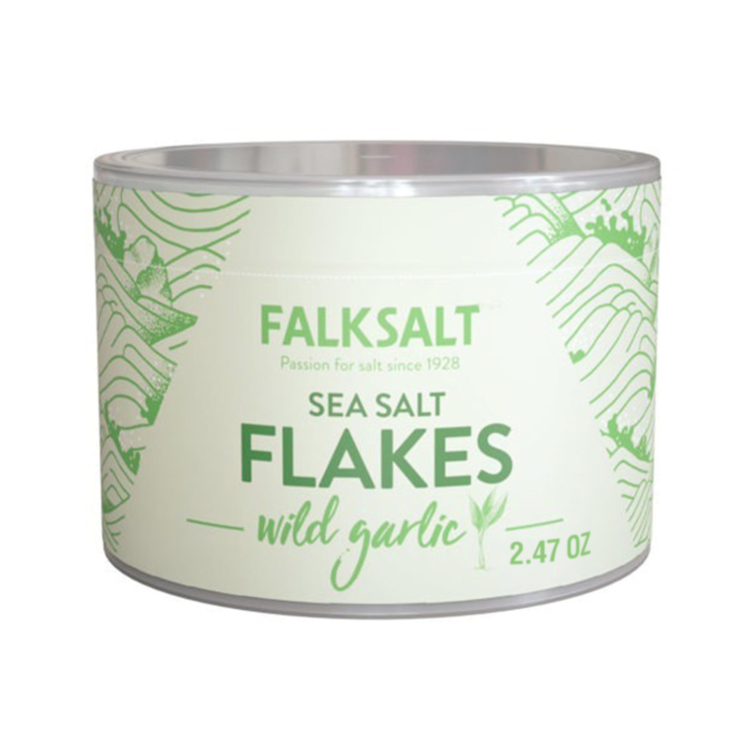 Falksalt - Wild Garlic Salt Flakes, Handcrafted, Kosher, and All Natural Finishing Salt (2.47 oz)