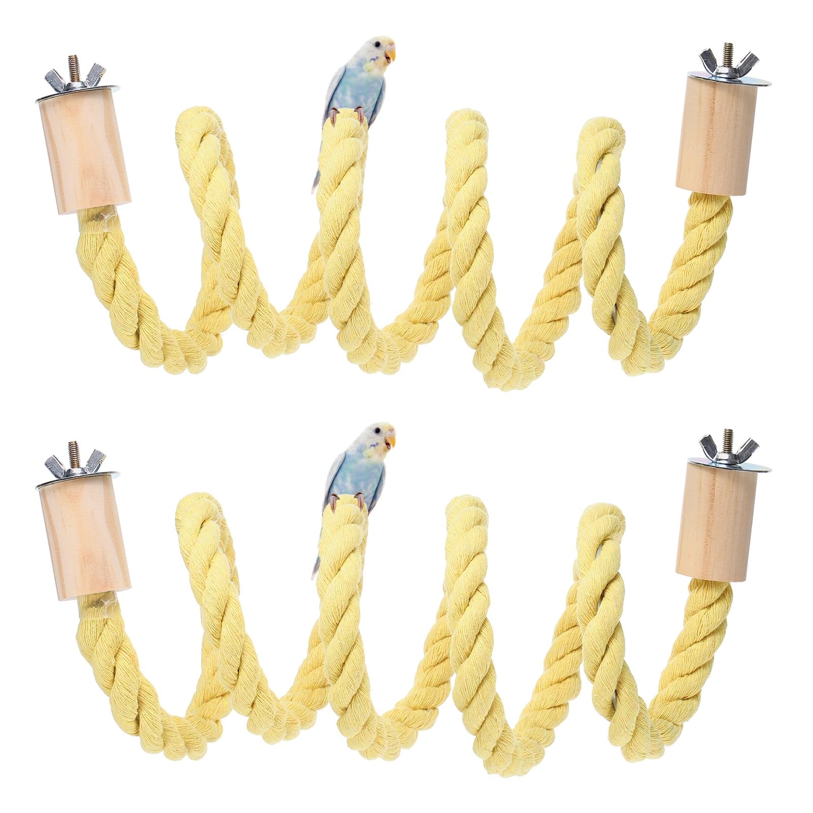 sourcing map 2 Pcs Bird Rope Perch Swing, Stand Rope Perch Standing Pole Accessory Climbing Swing Paw Grinding 120cm / 47 Inch, (Yellow) Intended for Parrot/Parakeet/Budgies/Cockatiels/Lovebird