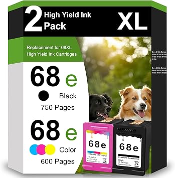 68e Black and Tri-Color Ink Cartridge Replacement for HP 68xl Ink cartridges for Replacement for Envy 6155e 6500e 6552e 6555e 6558e 6100e 6152e Printer 6520e 6530e 6165e 6110e 6120e2-Packs