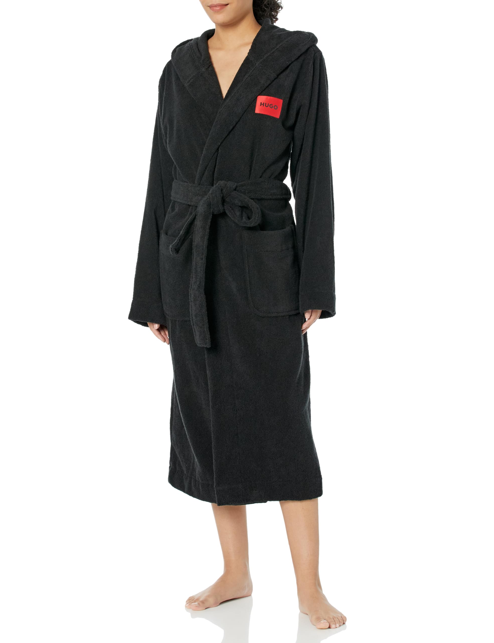 HUGO womens Long Length Hooded Terry Robe