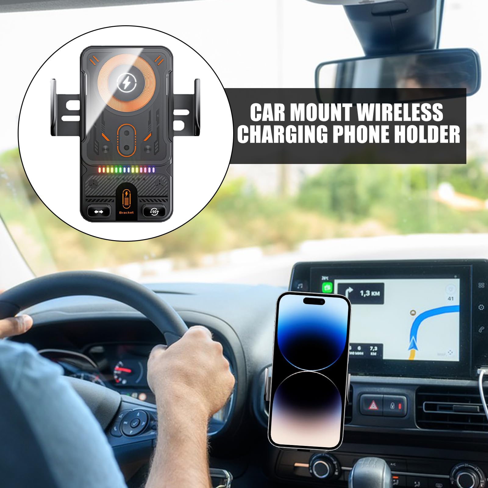 Caricatore da auto wireless 15W per auto a ricarica rapida