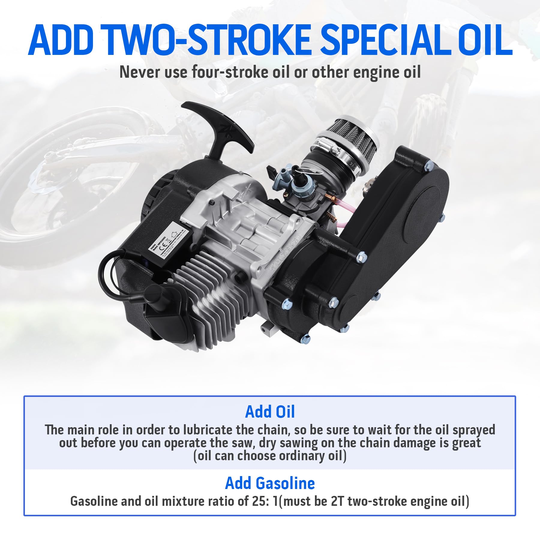 Samger 49cc 50cc 2-Takt Engine Motor Dirt Bike Cross Pocket Bike Dirt Bike Mini ATV Quad Transmisión Carburador