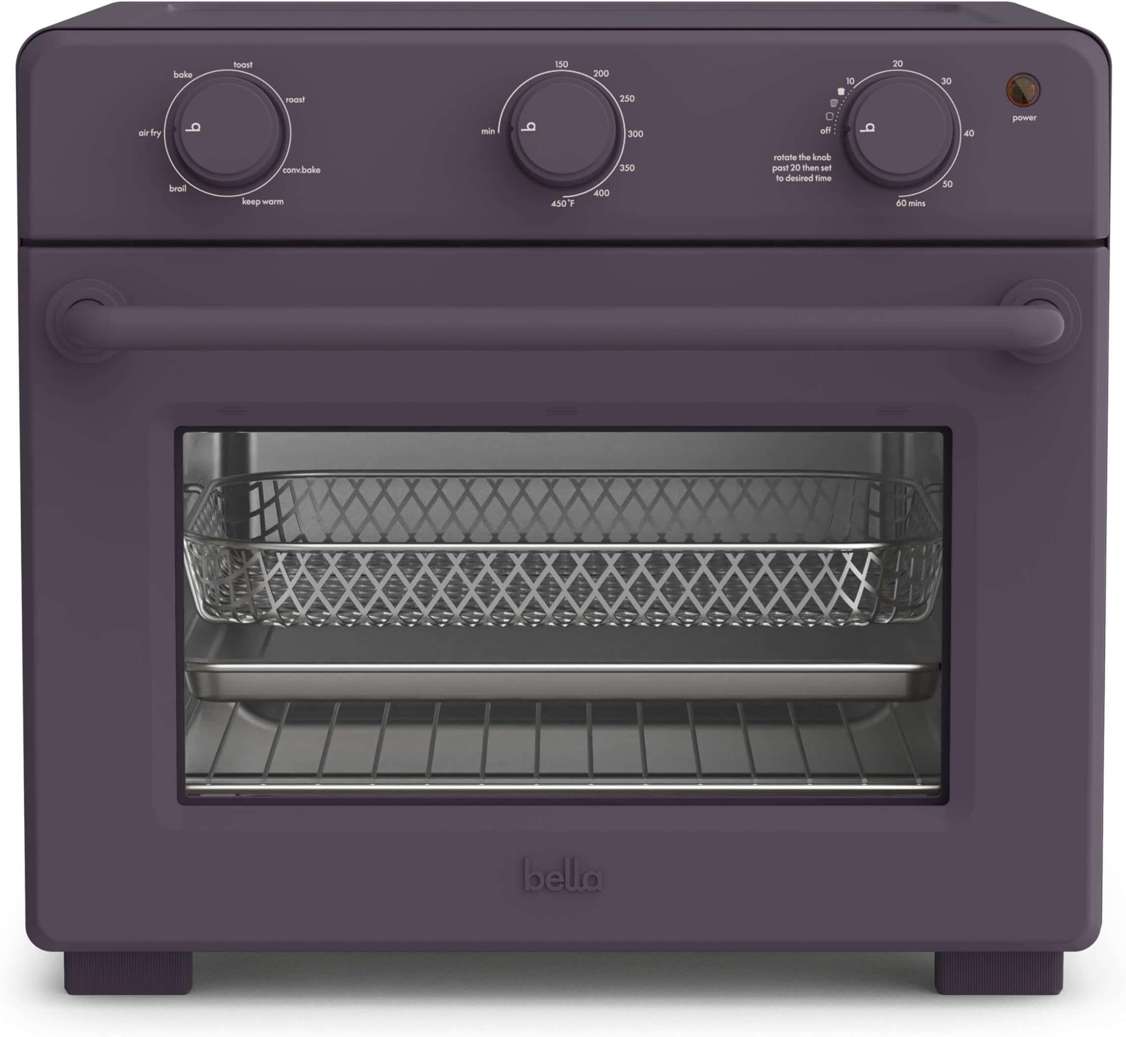 Air Fry Toaster Oven, 7 Preset Cooking Options, Dishwasher-Safe EverGood Coated Trays Included, 60-Minute Auto Shutoff w Audible Timer, Power Indicator Light, 1700 Watt, Plum