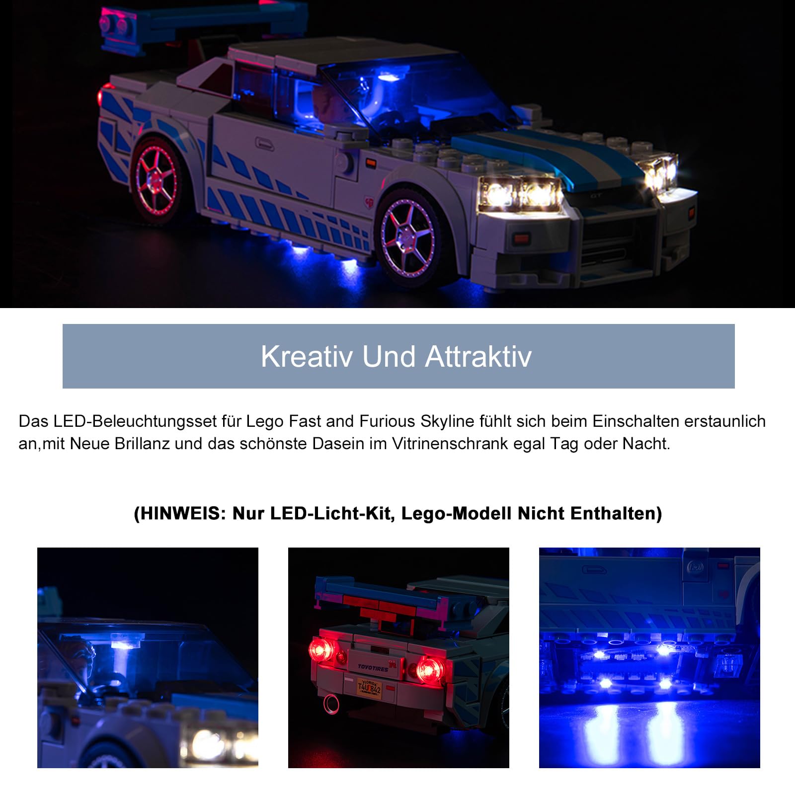Led Light Set for Lego 76917 Speed Champions Nissan Skyline GT-R (No Lego) - Image 4