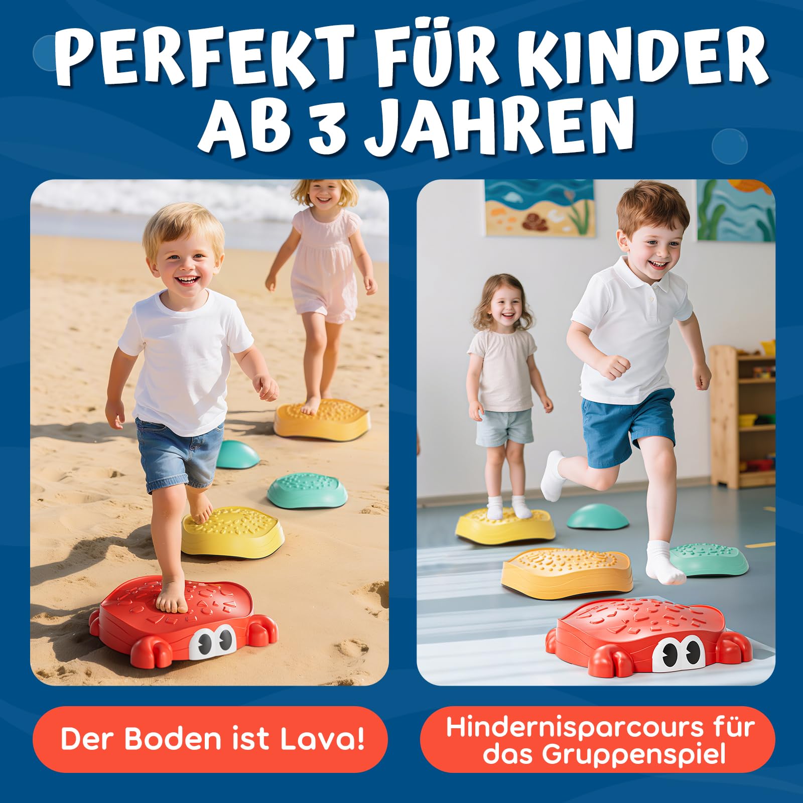 Lehoo Castle Balanciersteine für Kinder, Rutschfeste Stapelsteine Stepping Stones Kids, Balance Steine Set Für Drinnen und Draußen, Garten Outdoor Spielzeug Kinder