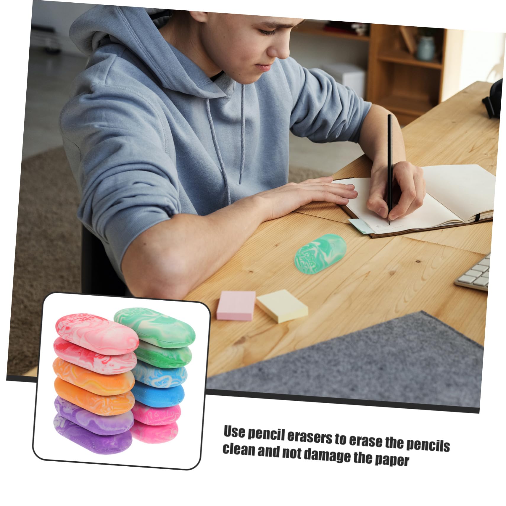 Angoily 4 ensembles Gommes À Crayon En Marbre Gommes À Dessin À Dessin En Marbre Mignonnes Pour Enfants Adorables De Papeterie Pour Enfants 12 pièces * 4