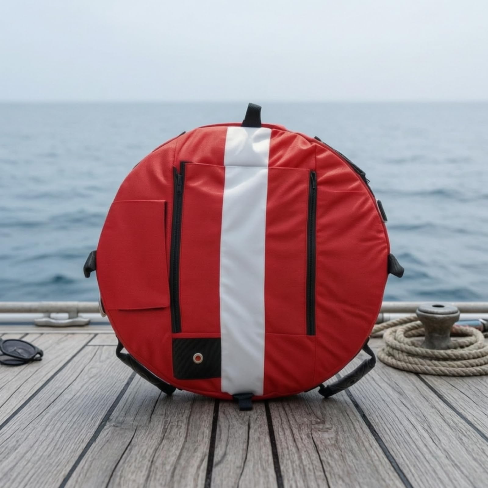perfk de Señalización de Buceo de Referencia Inflable con Bandera Visibilidad Elevada con Asta Rígida y Puntos de Anclaje Perimetrales Adecuada para Rutas