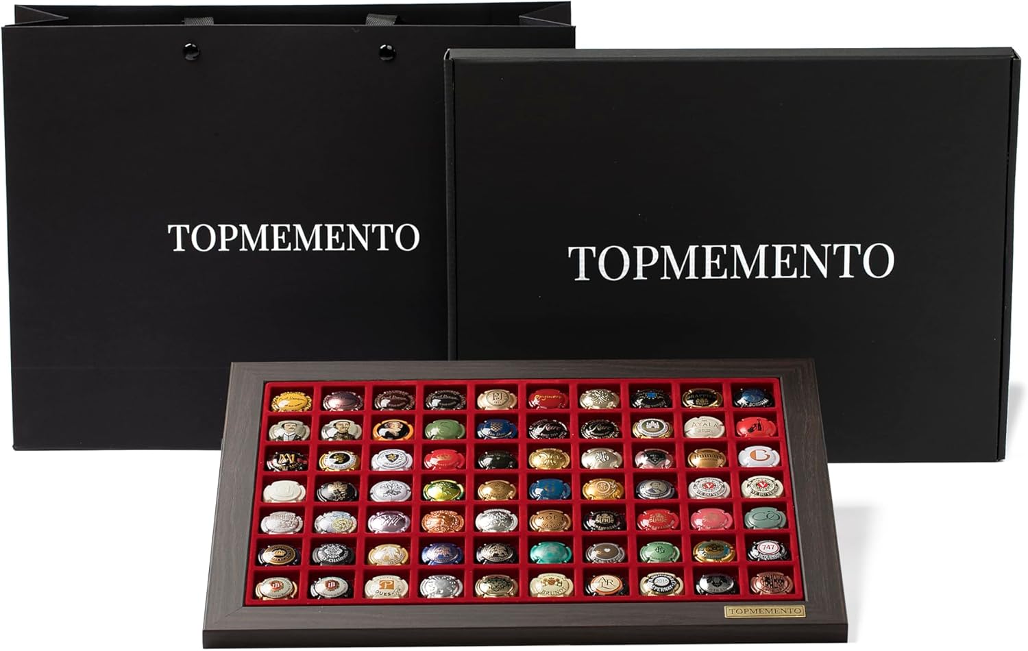 Champagne Capsule Collection Frame Set with Magnetic Display, Stand and Gift Accessories (Dark Walnut)