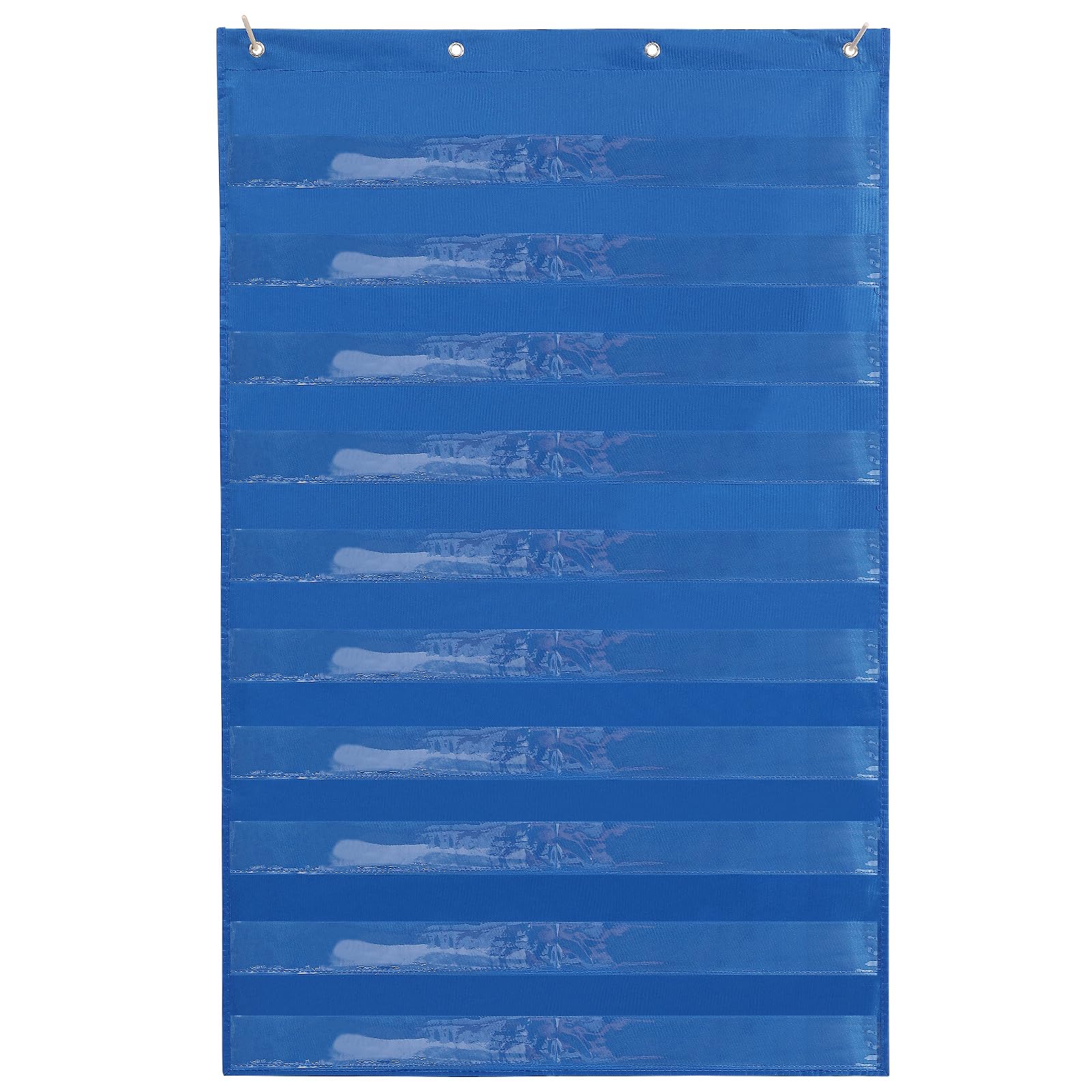 Yardwe Classroom Pocket Chart with 10 Transparent Clear Pockets Hanging Card Organizer for Teacher Resources 27.6 X 43.3 Inches Educational Storage for School and Office