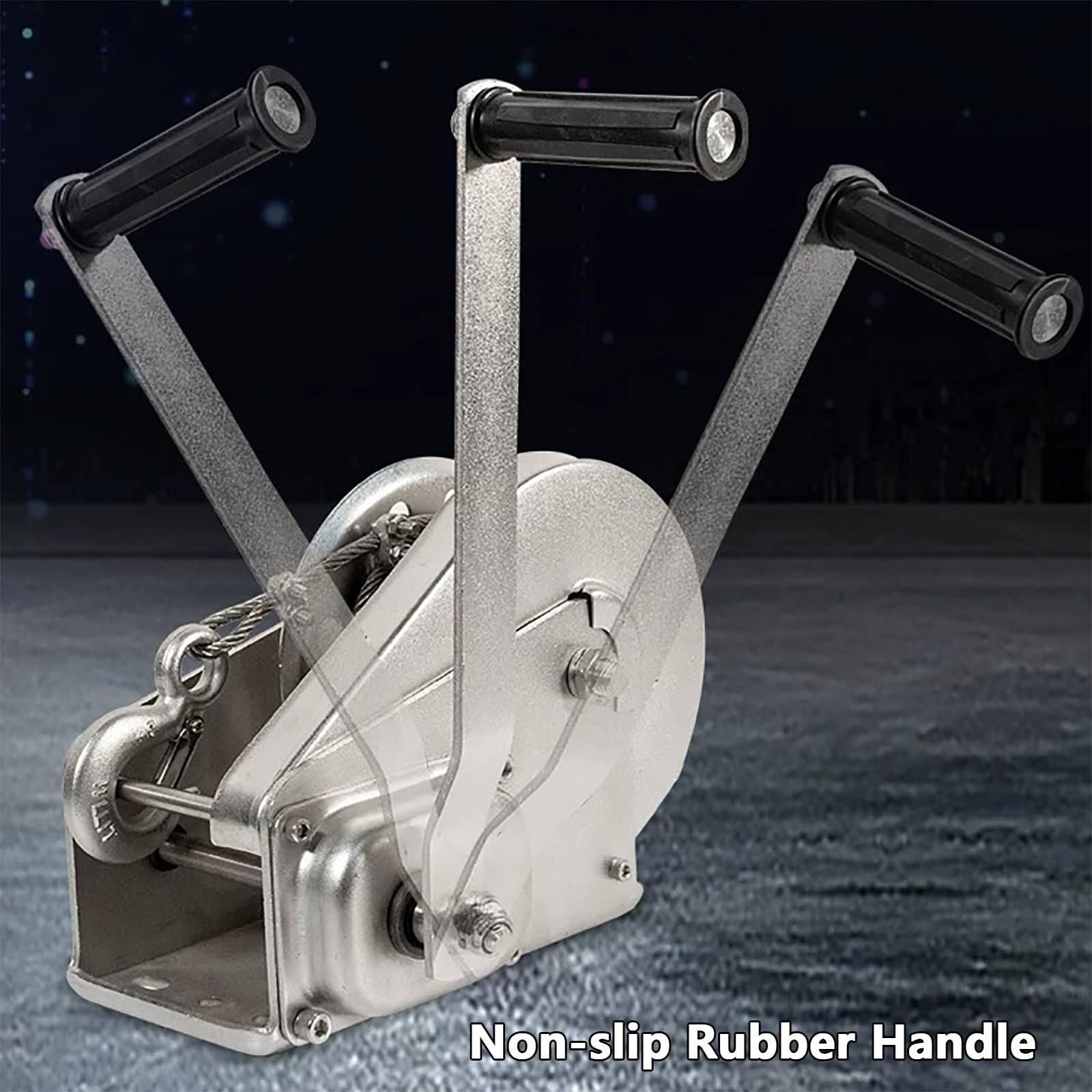 Cabrestante Manual de Acero Inoxidable 304, Cabrestante Manual para Remolques, con Bloqueo Automático Bidireccional, Cable y Gancho Anticaída, para Elevación y Remolque(1800LB+5m/16.4ft)