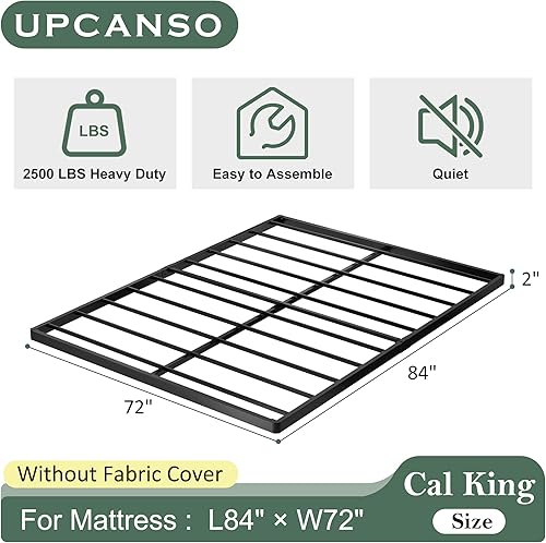 Miniatura 10 de Upcanso Base de colchón para cama Queen de 2 pulgadas, base de colchón de metal de perfil bajo de 2 pulgadas, base de colchón con capacidad máxima