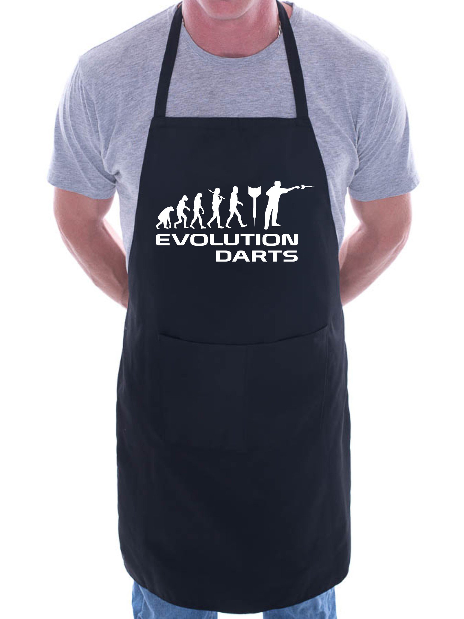 Print4U Evolution Of Darts Dart Player Gift BBQ Cooking Funny Novelty Apron Black