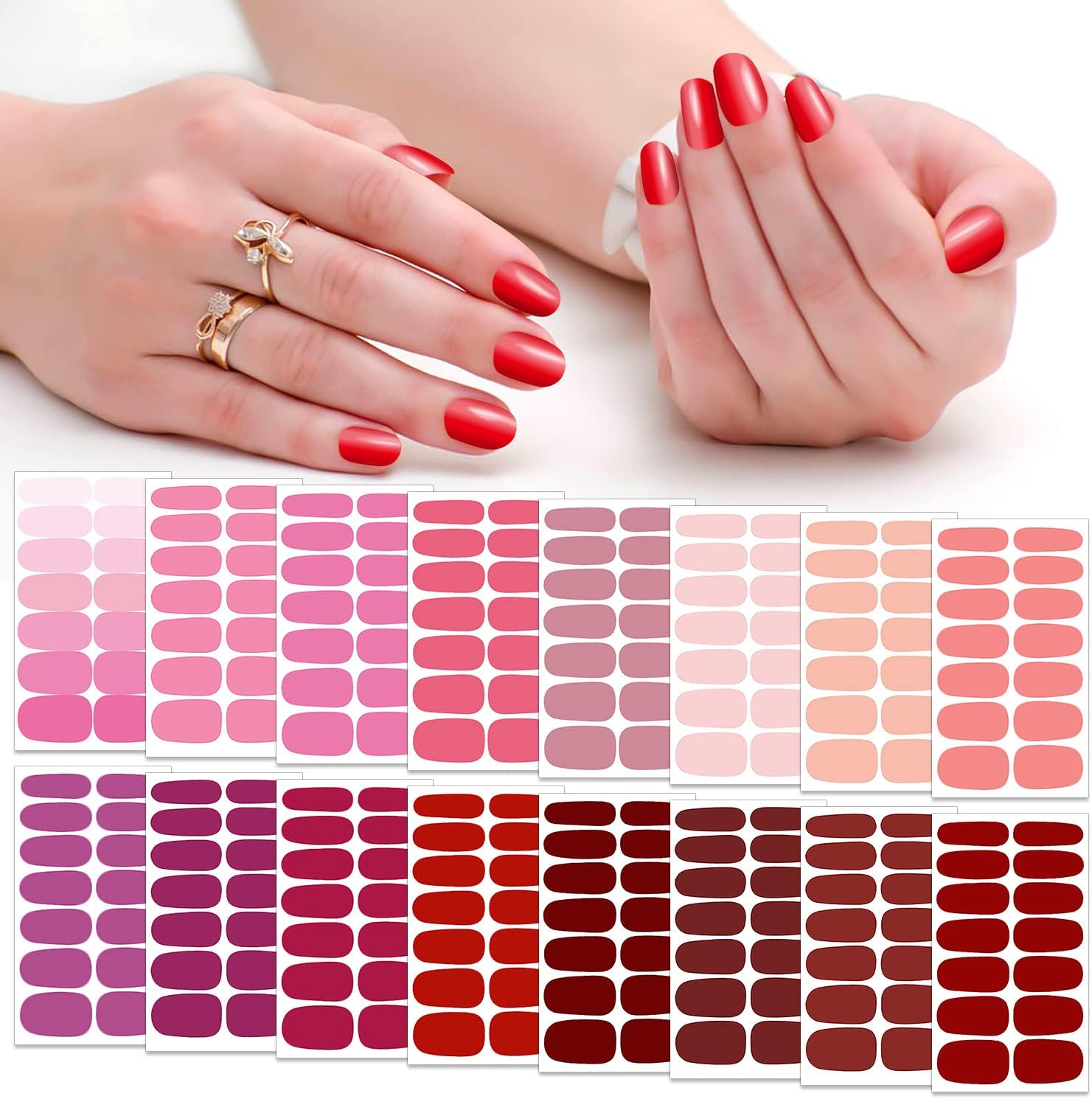 SILPECWEE 16 Sheets Nail Polish Stickers Full Nail Wraps Stick on Nail Polish Strips Self Adhesive Gel Nail Strips Fingernails Sticker Nails for Women with 1pc Nail File (Stylish Style)