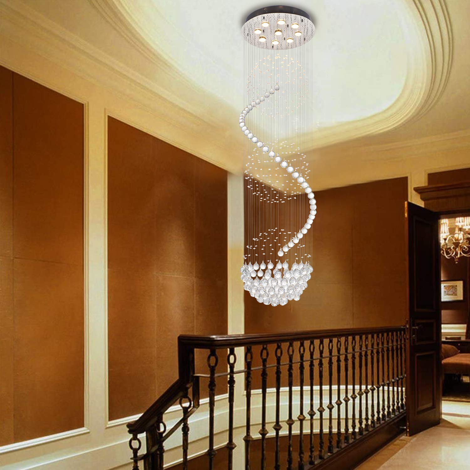 Modern Spiral Sphere Crystal Chandelier 