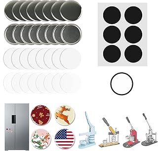 100 Sets Button Maker Supplies 58mm/2.25in，Button Parts for Fridge Magnet Button Maker Machine，Including Metal Cover, Metal Back Cover, Clear Film, Blank Paper, Soft Magnet and Gasket