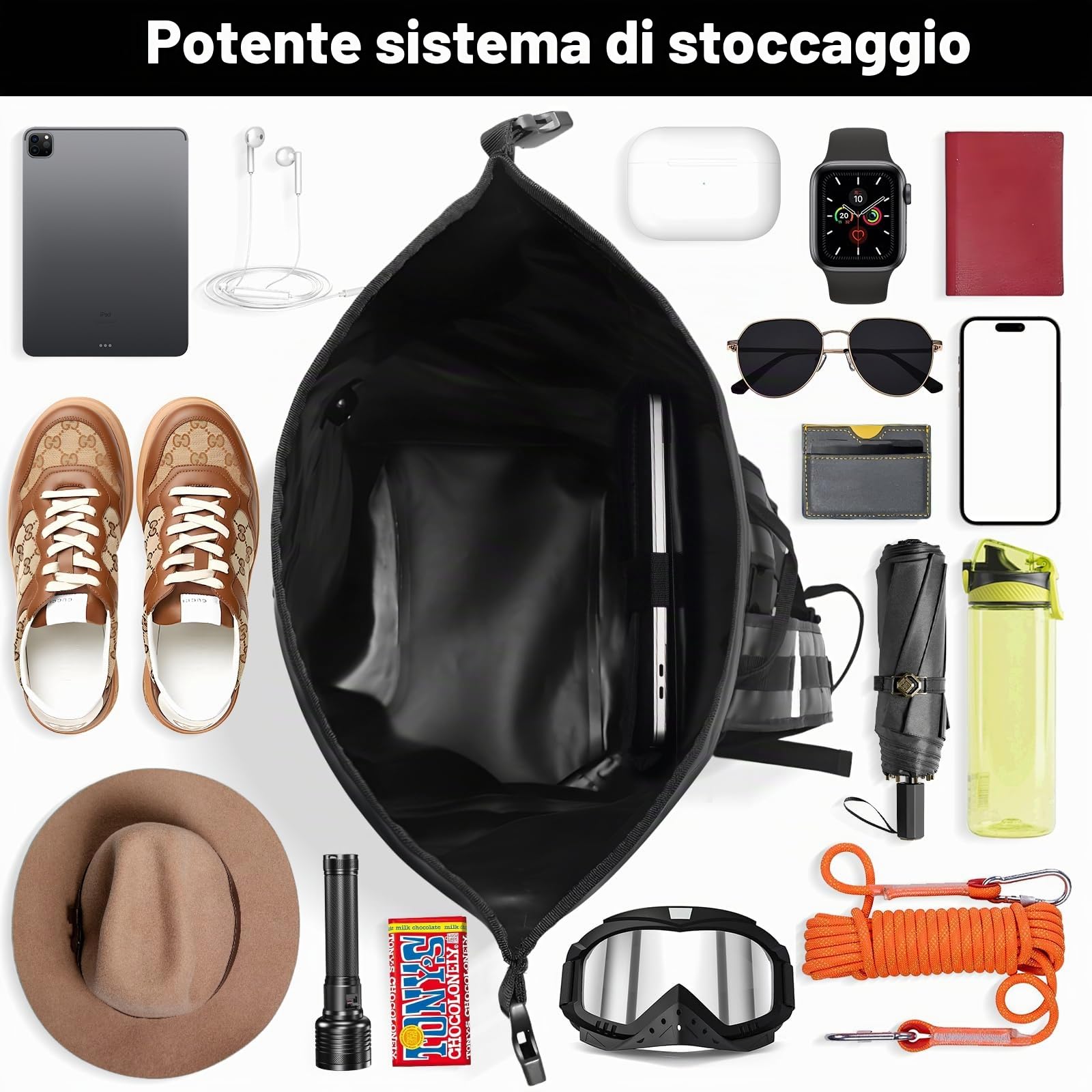 Zaino Impermeabile 30L - Borsa Impermeabile Zaino con Scomparto per Tablet & Custodia Impermeabile per Telefono IPX8, Dry Bag Backpack per Campeggio, Kayak, Pesca, Rafting, Canoa e Nuoto