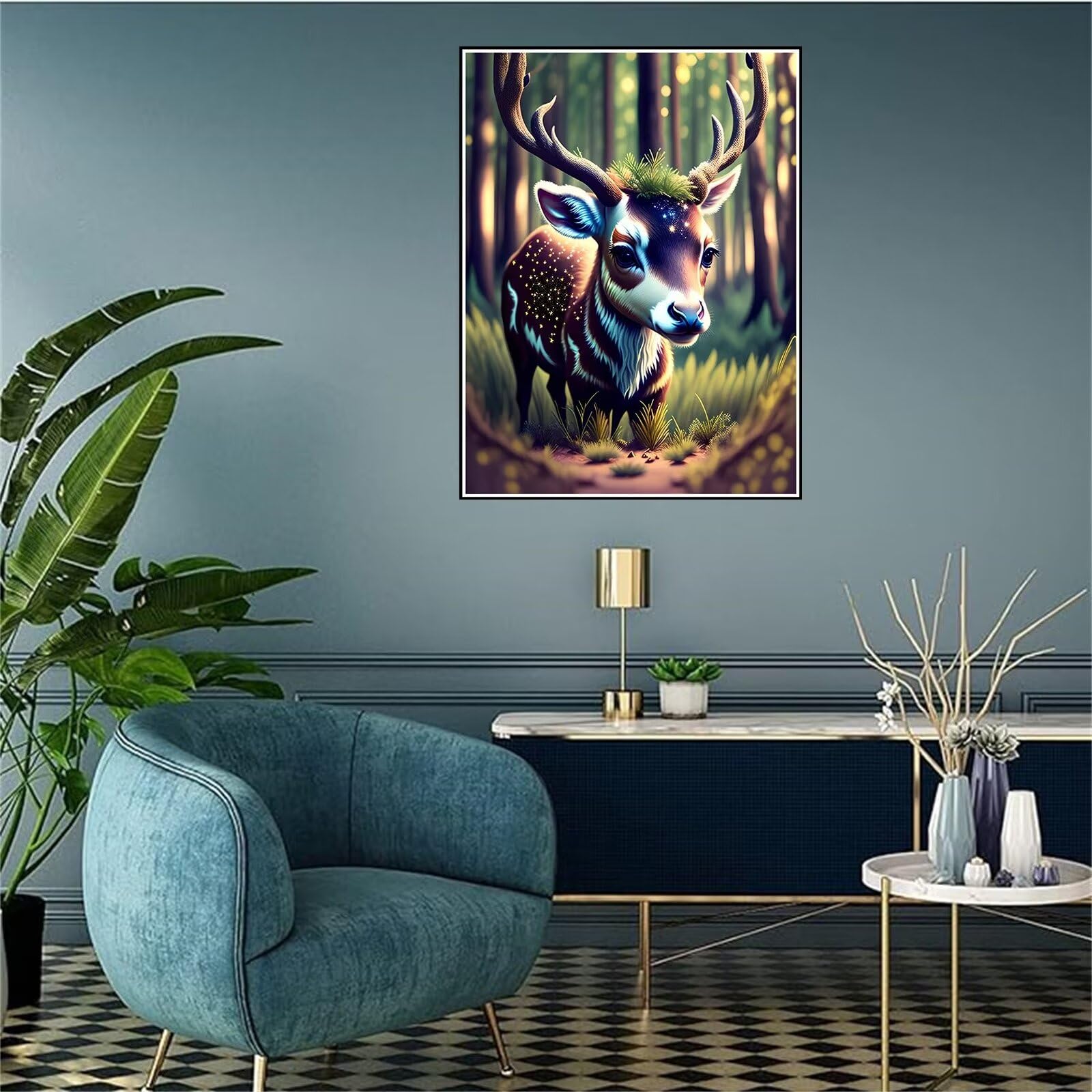 Diamond Painting Bos 5D Art Kits Herten Diamantschilderij Voor Volwassenen 40x70cm Diy Groot Diamant Schilderij Kit Full Ronde Boor Crystal Strass Kruissteek Thuis Muur Decor Rd705 3564040832