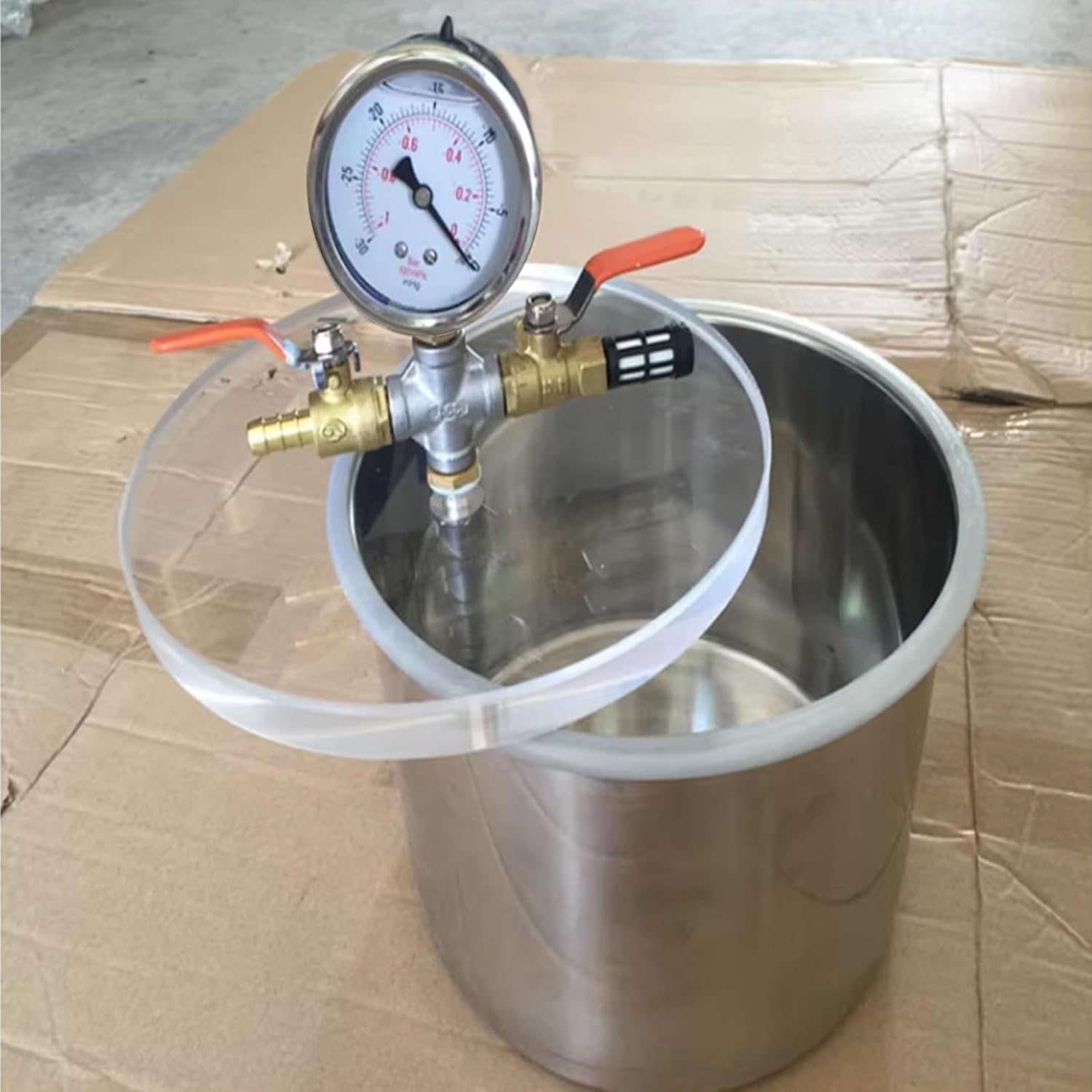 2 3 5.8 6 13 20 Gallon Vacuum Chamber,Large Vacuum Chamber,Vacuum Degassing Chamber Kit,Stainless Steel With Acrylic Lid And Hose ,For Wood Stabilization,Resin Degassing, Silicone Degassing(12L/3Gal(2