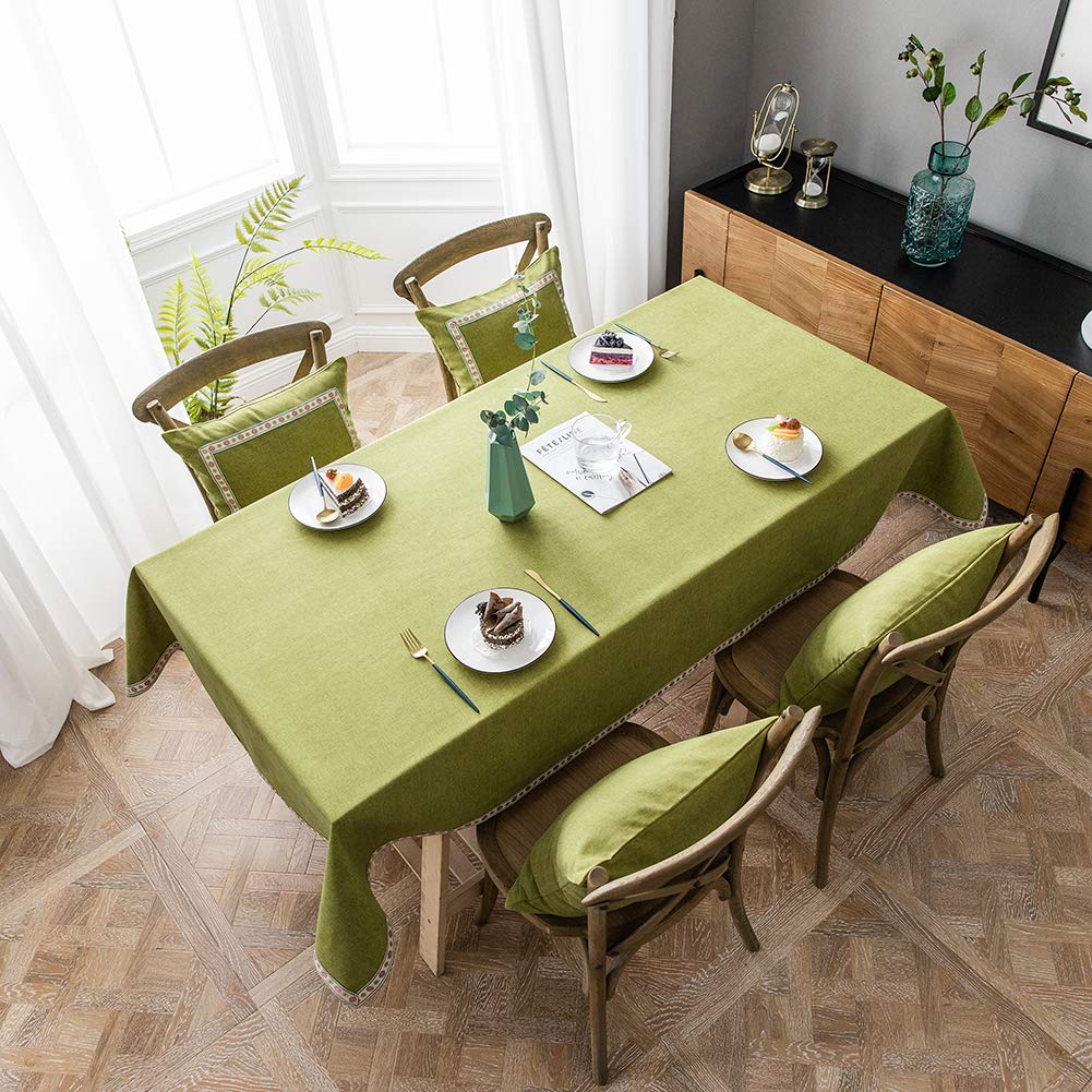 Tovaglia Rettangolare 115x275cm, Tovaglia in Lino, Idrorepellente A Prova di Polvere Antibatterico, per Matrimoni,ristoranti - Verde