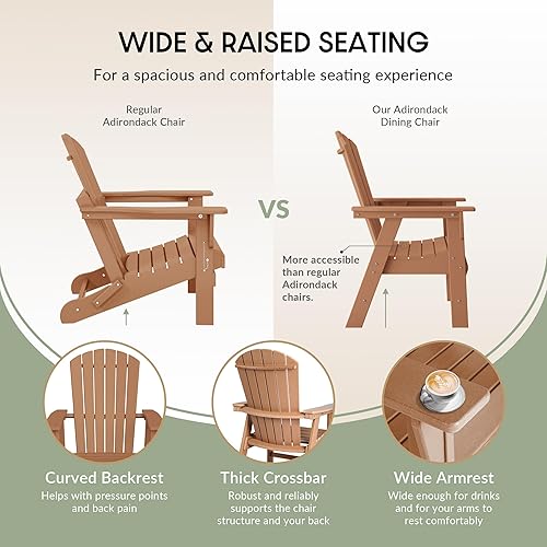 Miniatura 5 de WestinTrends Dylan Dylan - Silla de comedor Adirondack para patio al aire libre, resistente a la intemperie, teca