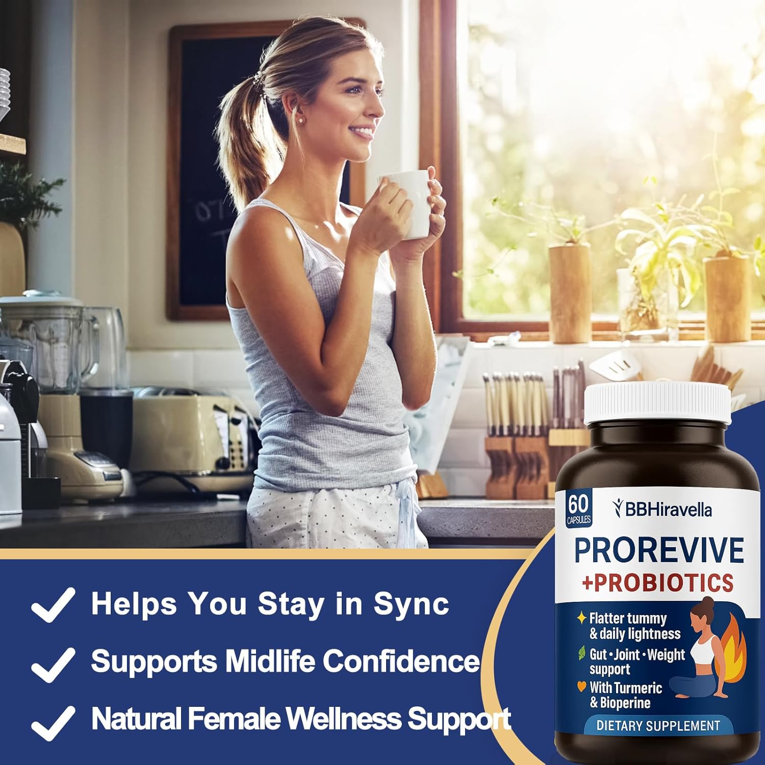 Prorevive for Women Menopause Support | Joint Comfort, Sexy Midsection Curves, Menopause Bloat Relief | Daily Use Item for Routine Ease | 60 Ct (1)