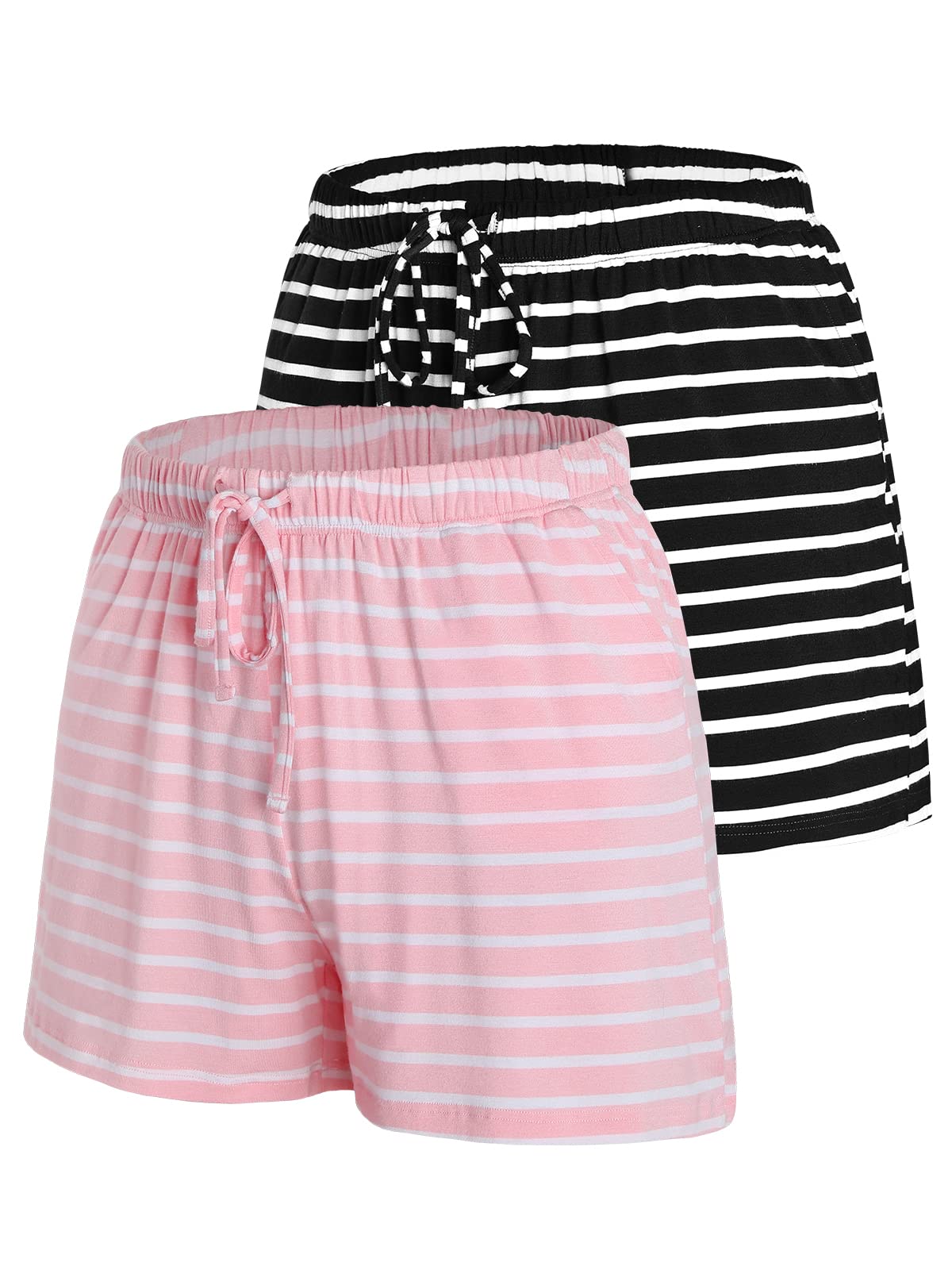 ROSYLINE Womens Pajama Shorts Lounge Short Sleep Shorts Pajama Bottoms with Pocket 2 Pack