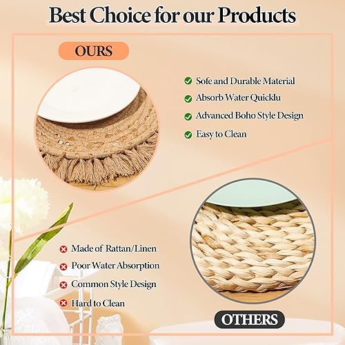 Miniatura 5 de Juego de salvamanteles para ollas, 4 soportes para ollas para cocina, salvamanteles de 8 pulgadas para platos calientes, hilo de algodón redondo,