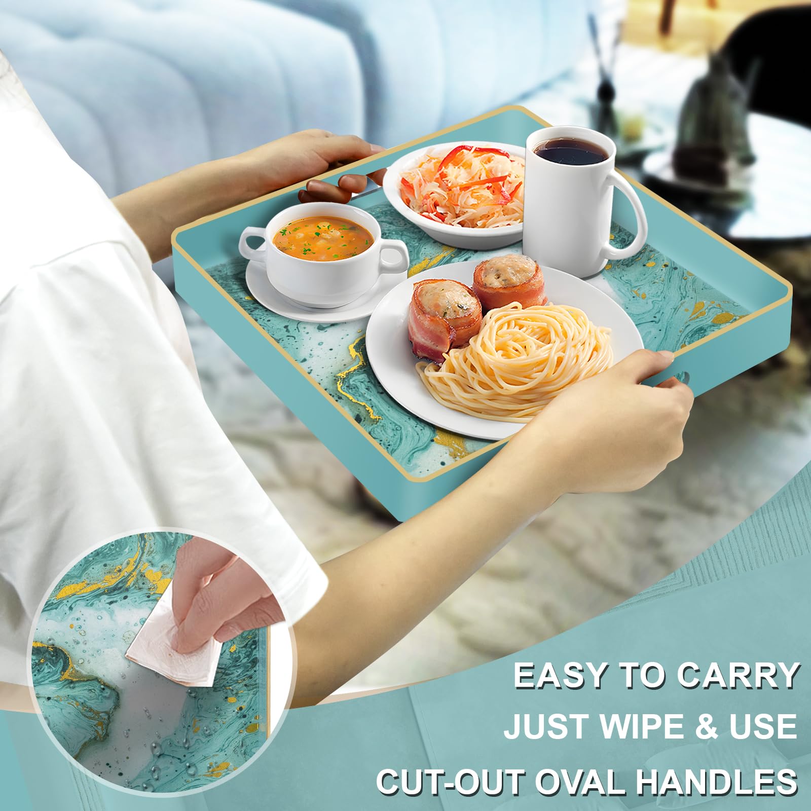 Amazon.com: MAONAME Turquoise Square Decorative Tray for Coffee