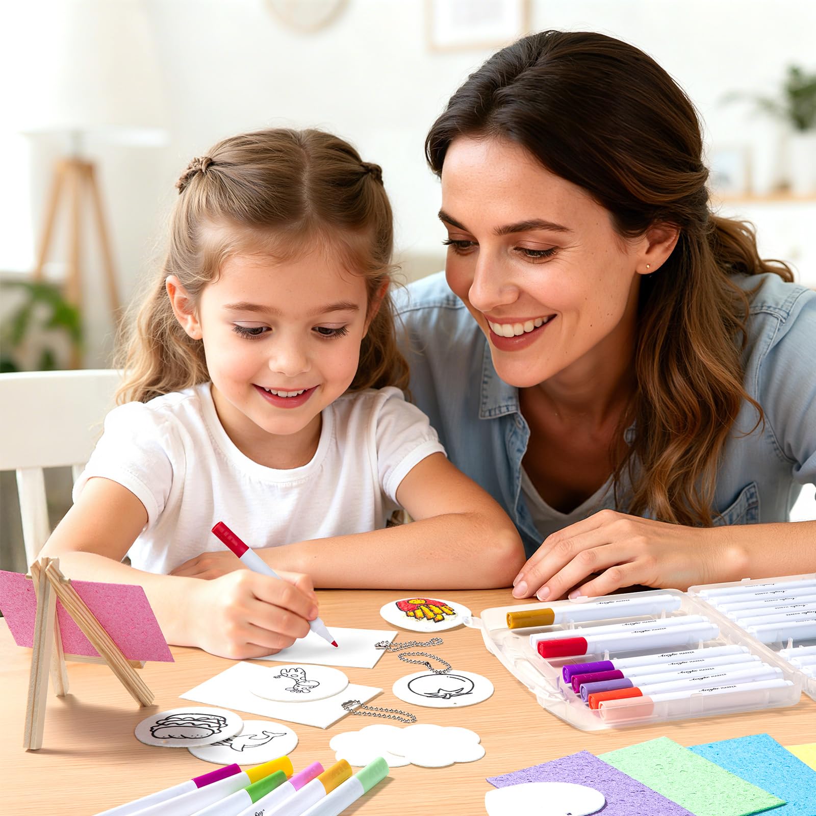 EXTSUD Magico Puffy Paint, 68 pezzi 3D Schiuma Texture Set da pittura per bambini con 30 fogli di carta da colorare, 24 pennarelli, accessori fai da te e set creativo
