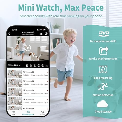 Miniatura 5 de Cámara de seguridad, cámara oculta para niñera para el hogar  Cámara de seguridad inteligente para interiores con almacenamiento gratuito en la nube