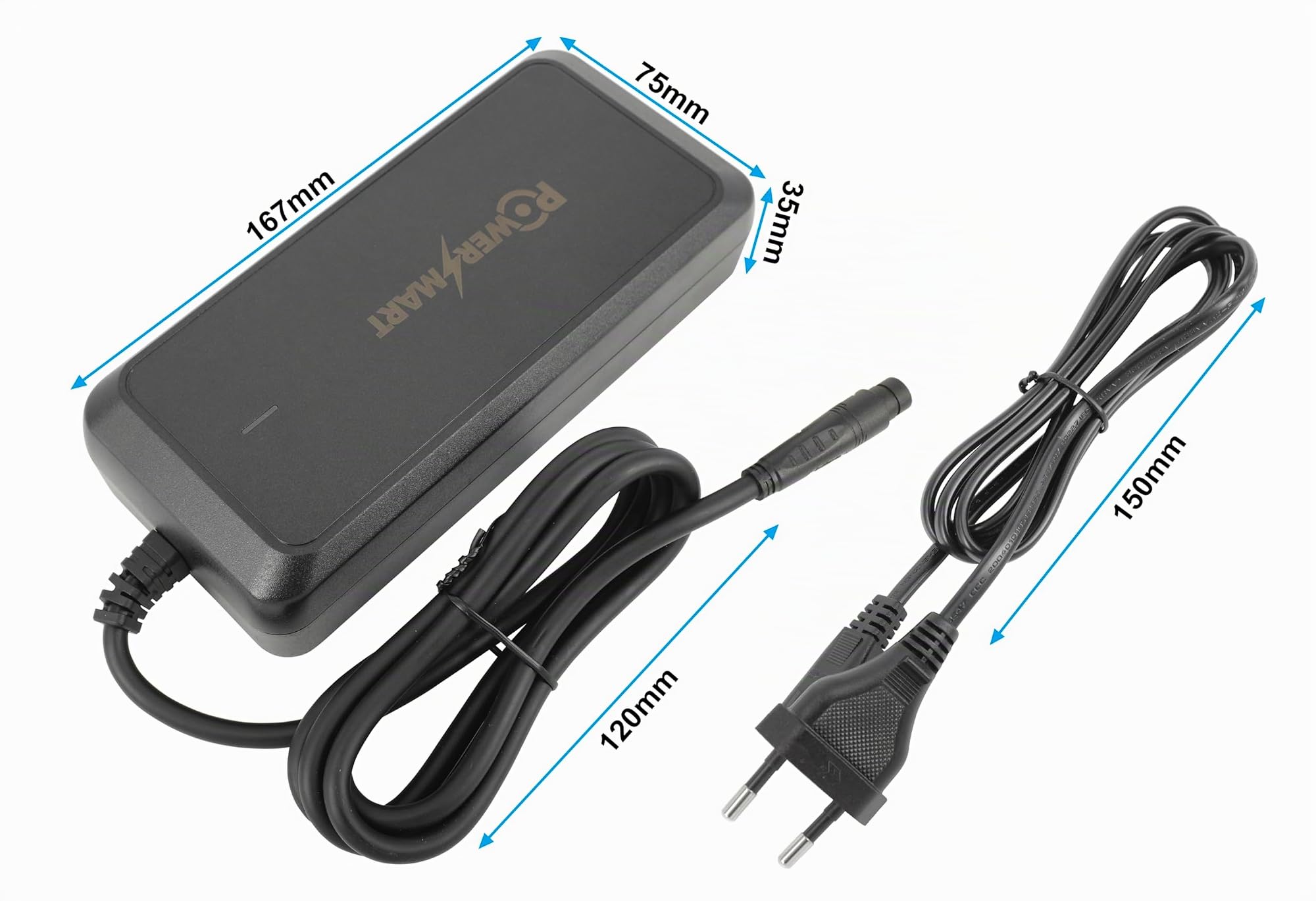 PowerSmart Caricabatterie 54,6 V 3 A a 3 poli per biciclette elettriche con batteria al litio da 48 V, sostituisce Mate X 750 W 48 V (MAX 3 poli) 14,5-17,5 Ah