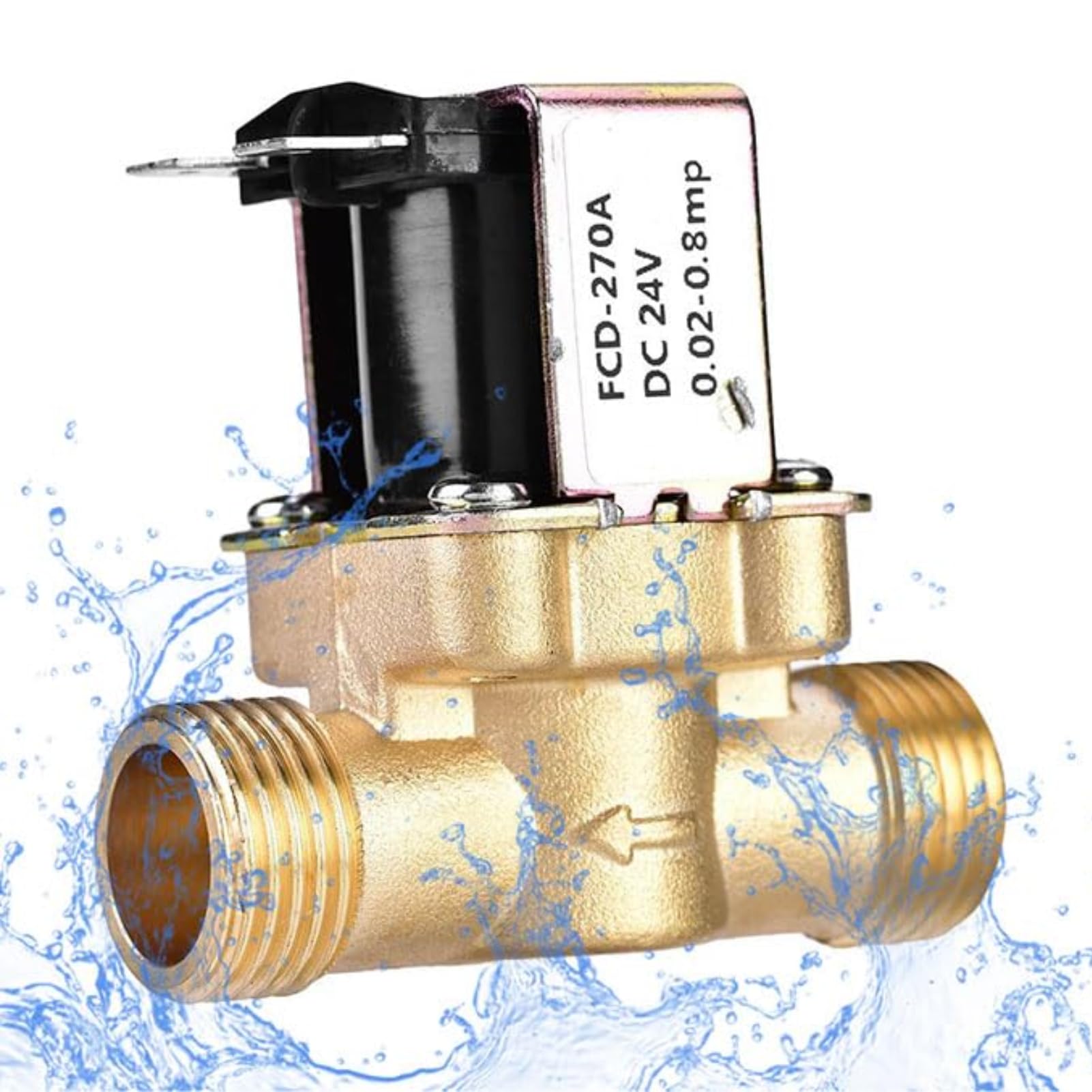 Broco Elettrovalvola Ottone,Valvola Elettrovalvola Valvola magnetica a solenoide d'ottone,1/2"DC 24V valvola magnetica a solenoide elettrica normalmente chiusa per controllo delle acque