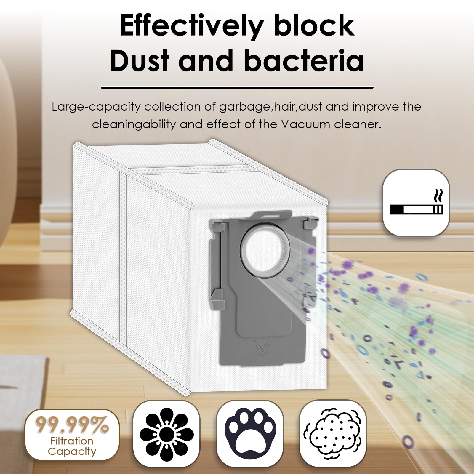HoHumoca Kit di Accessori di Ricambi per Roborock Qrevo S5V/Qrevo Curv/Qrevo Curv S5X/Qrevo Edge/Qrevo Edge S5A, 1 Paio di Spazzola Principale, 6 Sacchetti, 4 Filtri HEPA, 6 Panno, 6 Spazzola Laterale