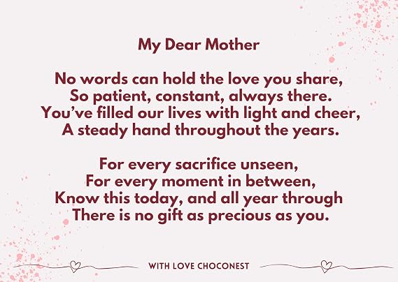 Choconest Chocolate Gift Box | Personalised Chocolate Hamper for Mum, Mother or Her | Assorted Chocolate Gift Set (Standard, For Mother)
