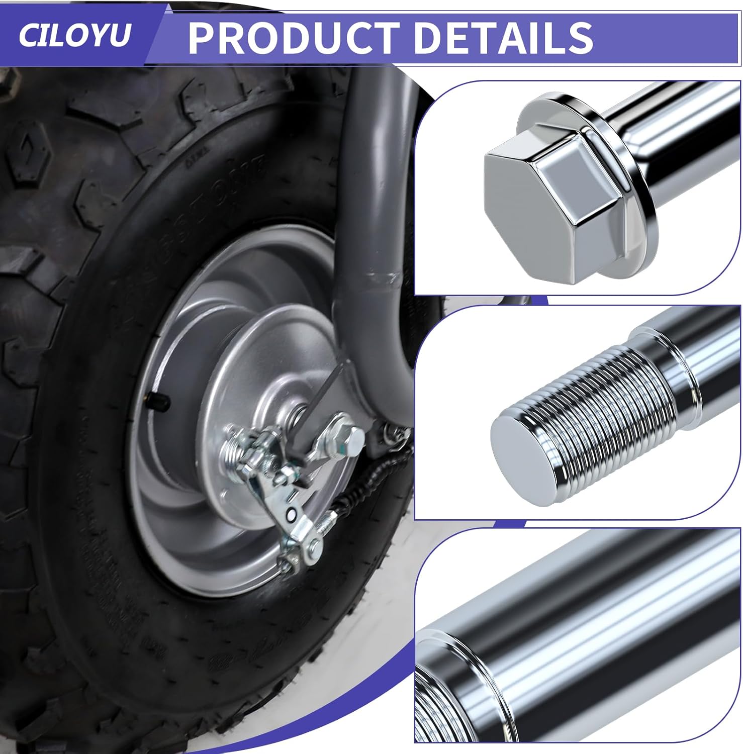 14mm 290mm Rear Wheel Axle Kit with 300mm Mini Bike Front Axle Nut Compatible with Coleman CT200U-EX BT200X 196CC 200CC 6.5HP Mini Bike Powersports Accessories Parts 15mm Chain Adjuster