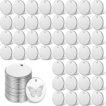 100 PCS Coin Blanks for Laser Engraving, 15mm Stainless Steel Round Coin Blank Silver Metal Stamping Blanks for Making Jewelry Crafts Engraving Supplies