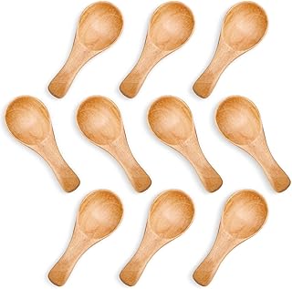 HANSGO 10PCS Small Wooden Spoons, 3 Inch Small Spoons for Spice Jars, Salt, Grains, Sugar, Coffee, Honey, Dessert, Tea, Mini Wooden Teaspoons for Kitchen, Ideal Gifts & Kitchen Stocking Stuffers