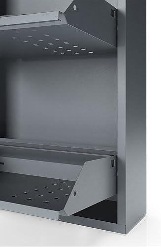 Vista 13 de Gabinete de zapatos de metal de 5 niveles con tapa, organizador de almacenamiento de zapatos duradero para entrada, armario de estante de zapatos