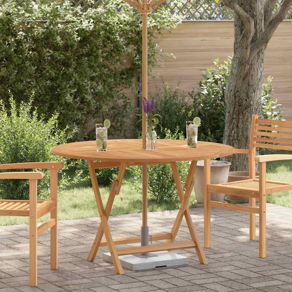vidaXL Table Pliable de Jardin Ø 110x75 cm Bois Massif de Teck, Table, Table de Patio, mobilier d'extérieur, Table d'extérieur, mobilier de Jardin