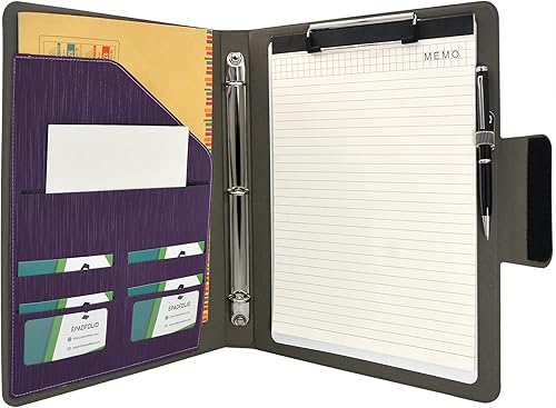 Miniatura 6 de Carpeta de 3 anillos con portapapeles de pizarra blanca y bolsa de documentos expandida, carpeta de anillos de padfolio organizador de negocios