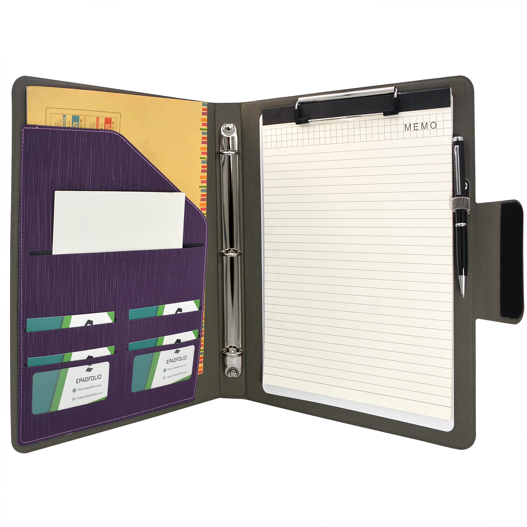 Pasta de anel para caderno tático ao ar livre com zíper Multicamou Padfolio para