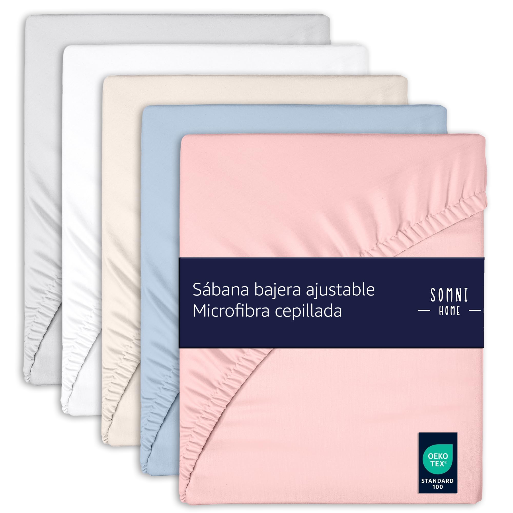 Pack 2 Sábanas Bajeras Ajustables Rosa 90 cm Microfibra Suave Transpirable, Ajuste Completo Antideslizante y Resistencia al Lavado Diario